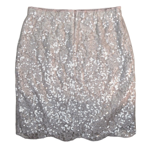 Anthropologie‎ Reveillon Sequin Pencil Skirt Yoana Baraschi Light Taupe Size 6P - Picture 5 of 7